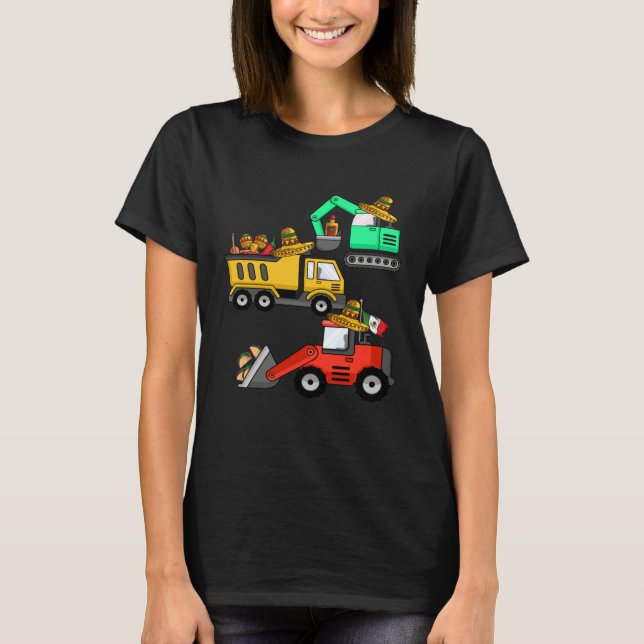 Construction Excavator Taco Mexican Crane Cinco De T Shirt (Framsida)