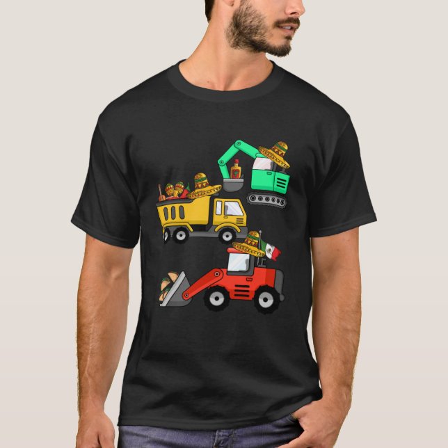 Construction Excavator Taco Mexican Crane Cinco De T Shirt (Framsida)