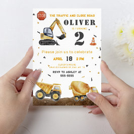 Construction Fordon Boy Födelsedagsfest Inbjudningar