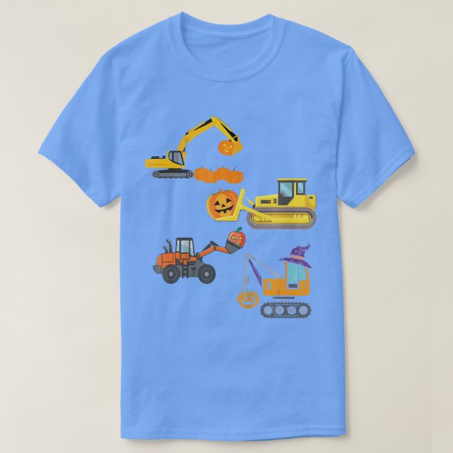 Construction Fordon Halloween Crane Lastbil Pumpki T Shirt (Design framsida)