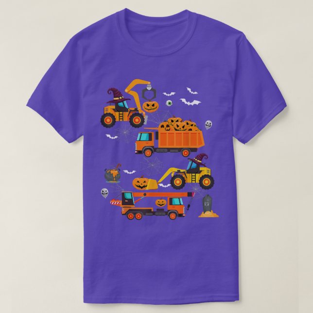 Construction Fordon Halloween Crane Lastbil Pumpki T Shirt (Design framsida)