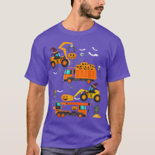 Construction Fordon Halloween Crane Lastbil Pumpki T Shirt