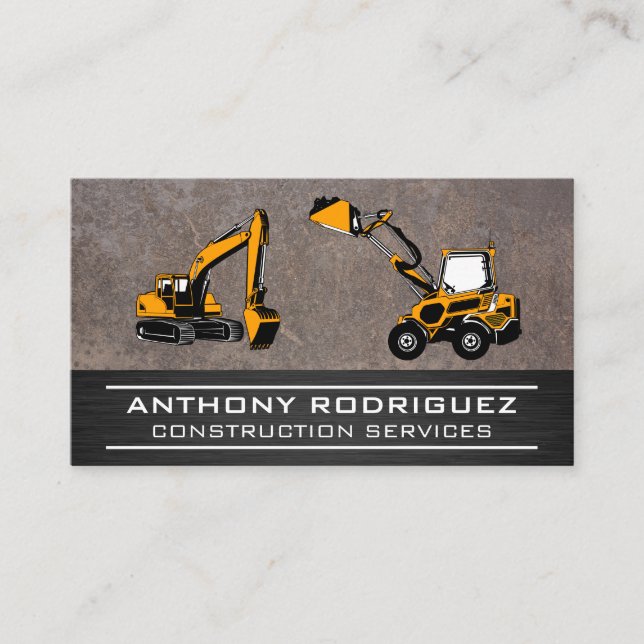 Construction Fordon | Metall Visitkort (Framsida)