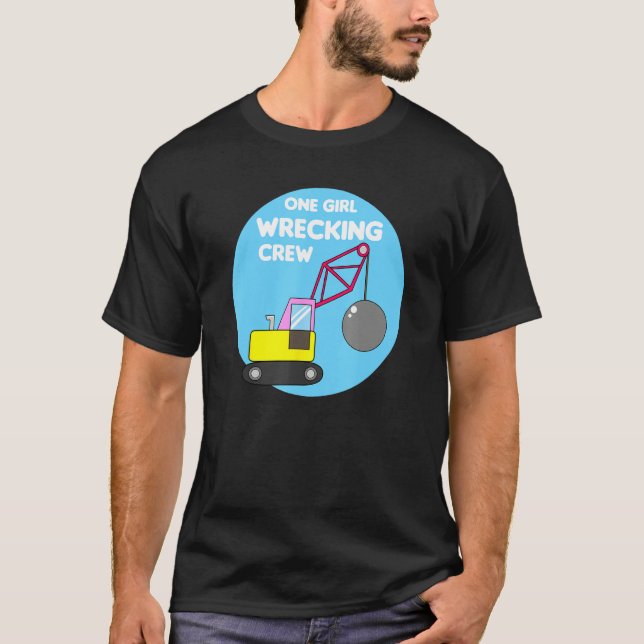Construction Girl Excavator Truck Building Site T Shirt (Framsida)