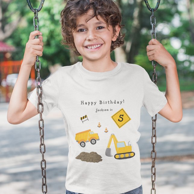Construction Grattis på födelsedagen - Namn och Ag T Shirt (Skapare uppladdad)