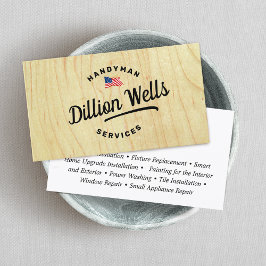 Construction Handyman Carpenter American Flagga Visitkort