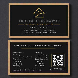 Construction & Handyman QR Code Wood Visitkort