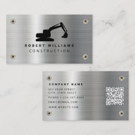 Construction Heavy Equipment Operator Metal Modern Visitkort