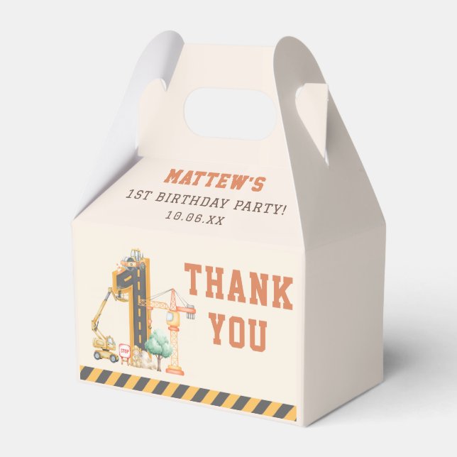 Construction Kids 1st Birthday Party Presentaskar (Framsidan Sidan)