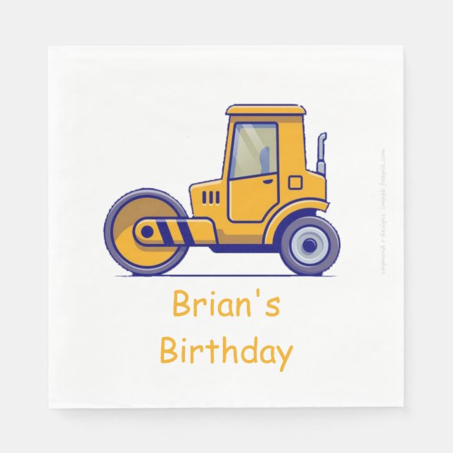 Construction Lastbil Birthday Napkins Pappersservett (Framsidan)