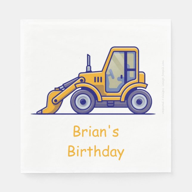 Construction Lastbil Birthday Napkins Pappersservett (Framsidan)