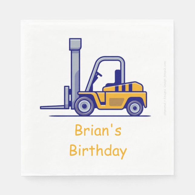 Construction Lastbil Birthday Napkins Pappersservett (Framsidan)