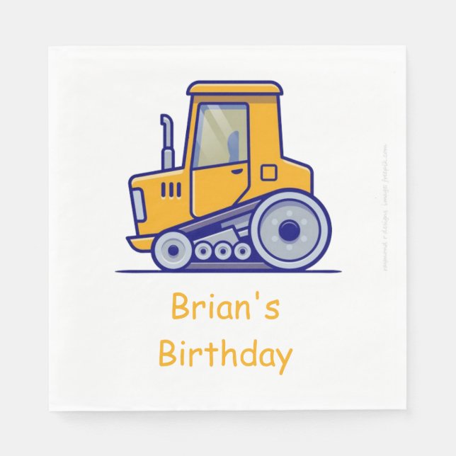 Construction Lastbil Birthday Napkins Pappersservett (Framsidan)