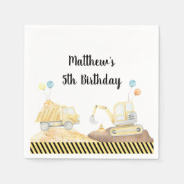 Construction Lastbil Digger Birthday Pappersservett