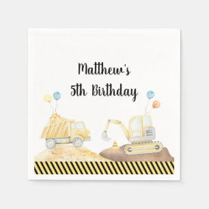 Construction Lastbil Digger Birthday Pappersservett