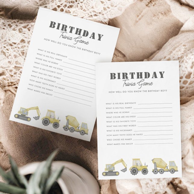 Construction Lastbil Fordon Boys Birthday Trivia (Skapare uppladdad)
