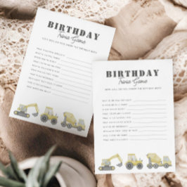 Construction Lastbil Fordon Boys Birthday Trivia