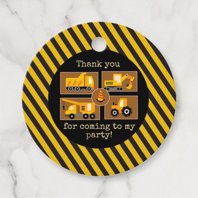 Construction Lastbilar | Barns födelsedag-partis f Gåvor Etiketter (Framsida)