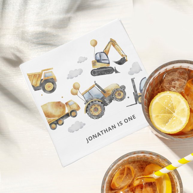 Construction Lastbilar Boy 1st Birthday Party Pappersservett (Skapare uppladdad)