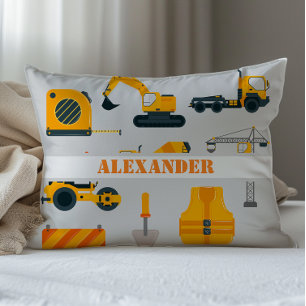 Construction Lastbilar Personlig Kids Room Cushion Prydnadskudde
