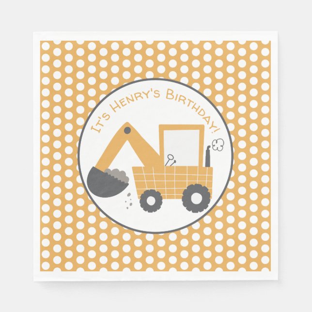 Construction Little Digger Birthday Pappersservett (Framsidan)