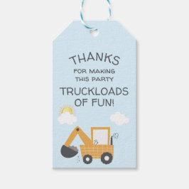 Construction Little Digger Birthday Tack Presentetikett