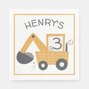 Construction Little Digger Builder Birthday Pappersservett