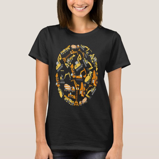 Construction machinery excavator construction site t shirt (Framsida)