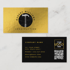 Construction Metal QR Code Black Metallic Gold Visitkort