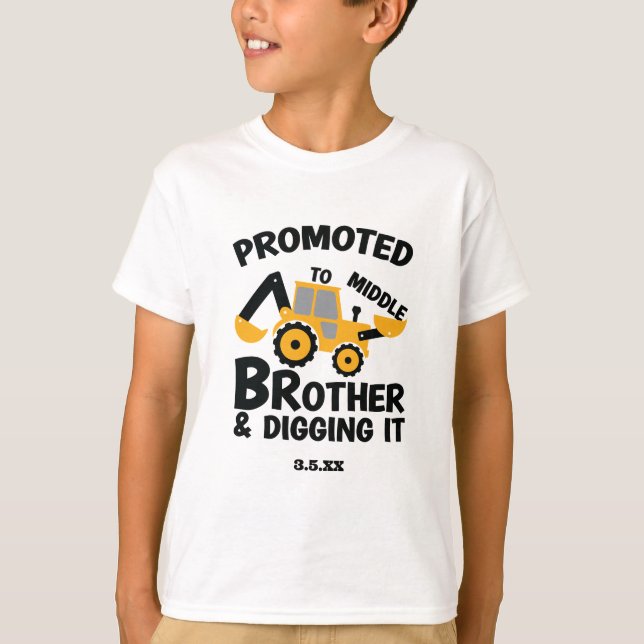 Construction Mitten Brother Gräver Kid T Shirt (Framsida)