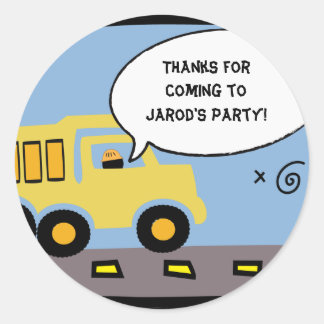 Construction Party Gift Bag Sticker Runt Klistermärke