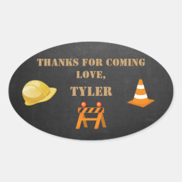 Construction Party Tack Sticker Ovalt Klistermärke