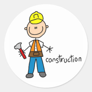 Construction Stick figur Sticker Runt Klistermärke