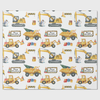 Construction Theme Christmas Wrapping Paper Presentpapper