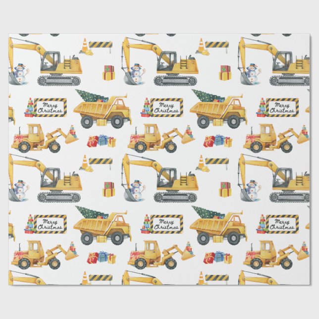 Construction Theme Christmas Wrapping Paper Presentpapper (Platt)