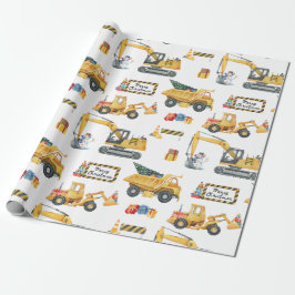 Construction Theme Christmas Wrapping Paper Presentpapper