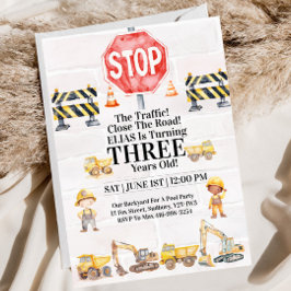 Construction Themed Children's Birthday Invitation Inbjudningar