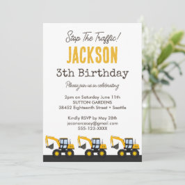 Construction Truck Birthday | Personalized Décor Inbjudningar