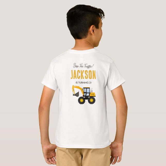 Construction Truck Birthday | Personalized Décor T Shirt (Hel baksida)