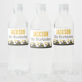 Construction Truck Birthday | Personalized Décor Vattenflaskor Etikett