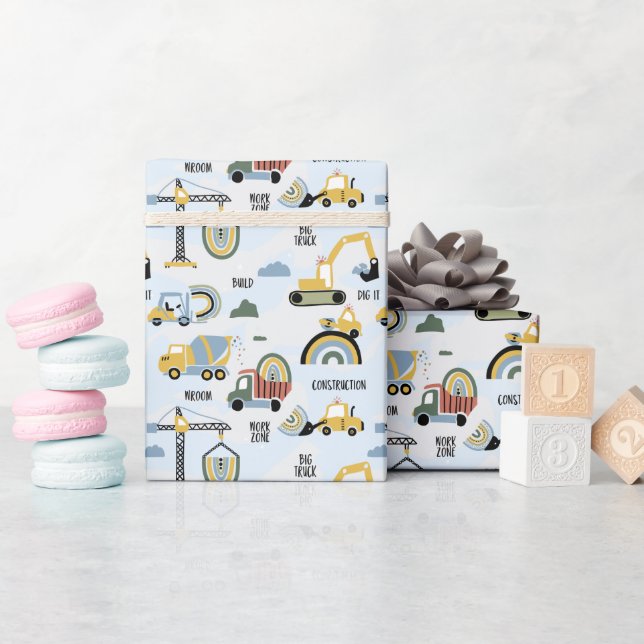 Construction Truck Birthday  Presentpapper (Baby Shower)