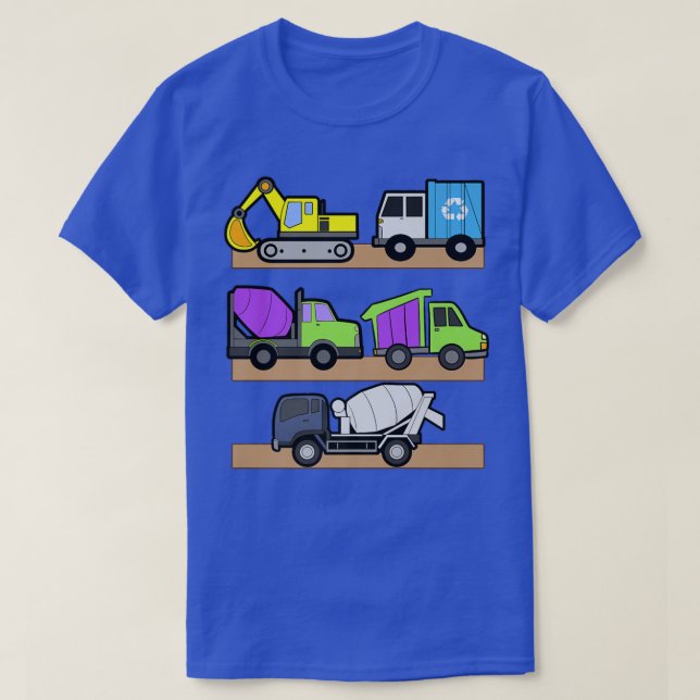 Construction Truck Excavator Concrete Mixer Dump T T Shirt (Design framsida)