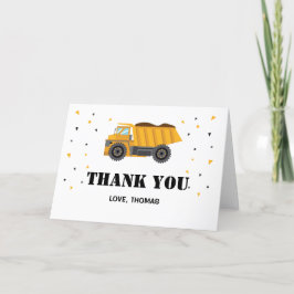 Construction truck excavator Thank you card Tack Kort