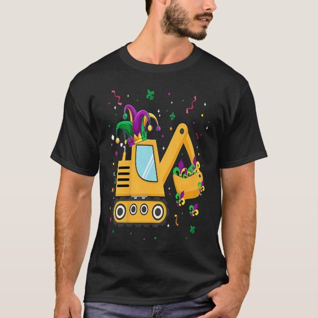 Construction Truck Mardi Gras  For Kids Toddler Bo T Shirt (Framsida)