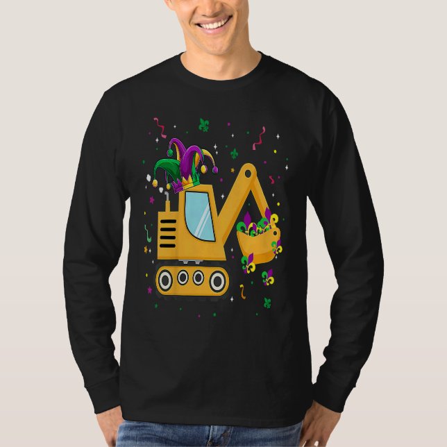 Construction Truck Mardi Gras  For Kids Toddler Bo T Shirt (Framsida)