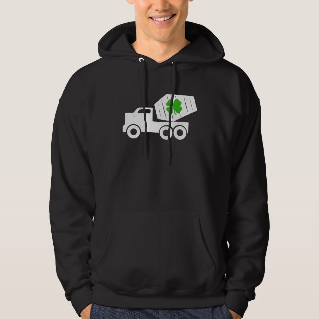 Construction Truck St Patrick s Day Shamrock Kids Hoodie (Framsida)