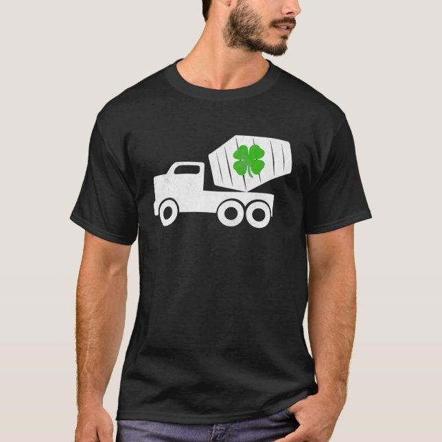 Construction Truck St Patrick s Day Shamrock Kids T Shirt (Framsida)