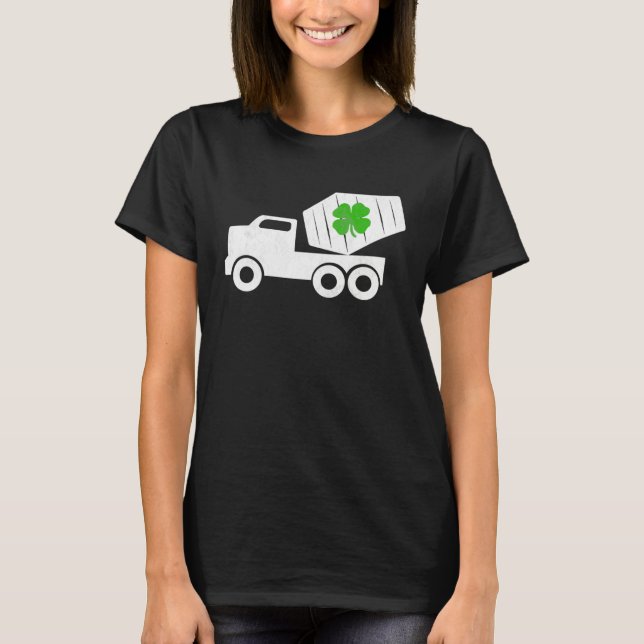 Construction Truck St Patrick s Day Shamrock Kids T Shirt (Framsida)