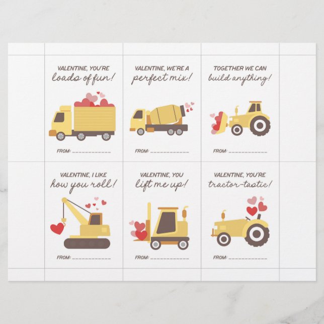 Construction Valentine Cards for Kids Brevhuvud (Framsida)