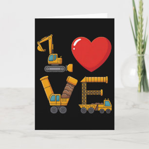 Construction Valentine kärlek stavade med lastbila Kort